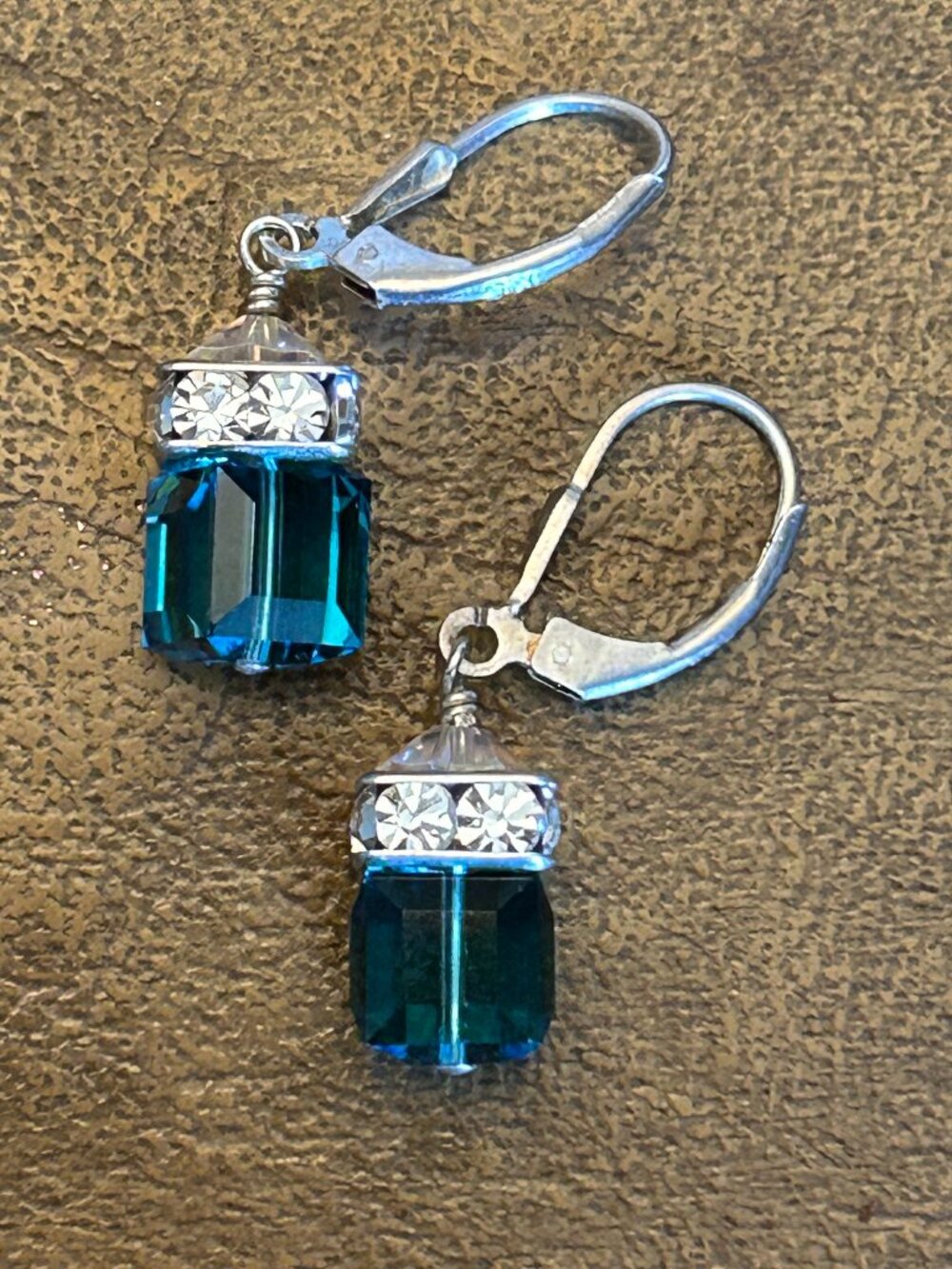 Blue Crystal Sterling Silver Earrings